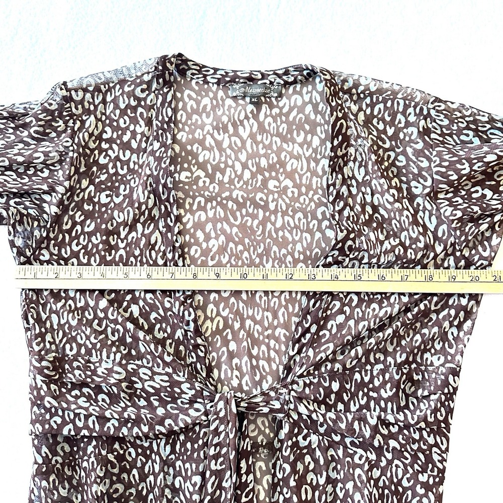 Mesmerize Y2K Kimono XL Animal Print Cover Up Vintage 90s Sheer Bell‎ Sleeves - Picture 6 of 10